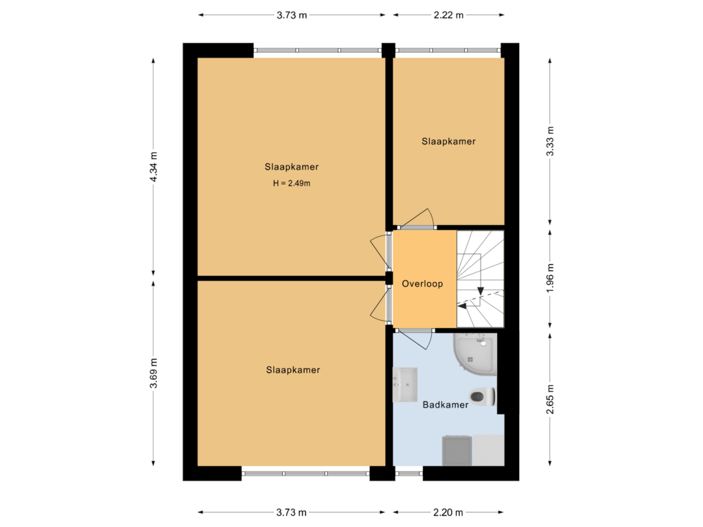 Bekijk plattegrond van Eerste verdieping van Sweelincklaan 43