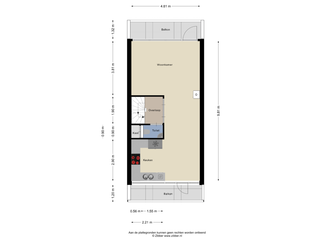 View floorplan of Eerste Verdieping of Mozartplein 45