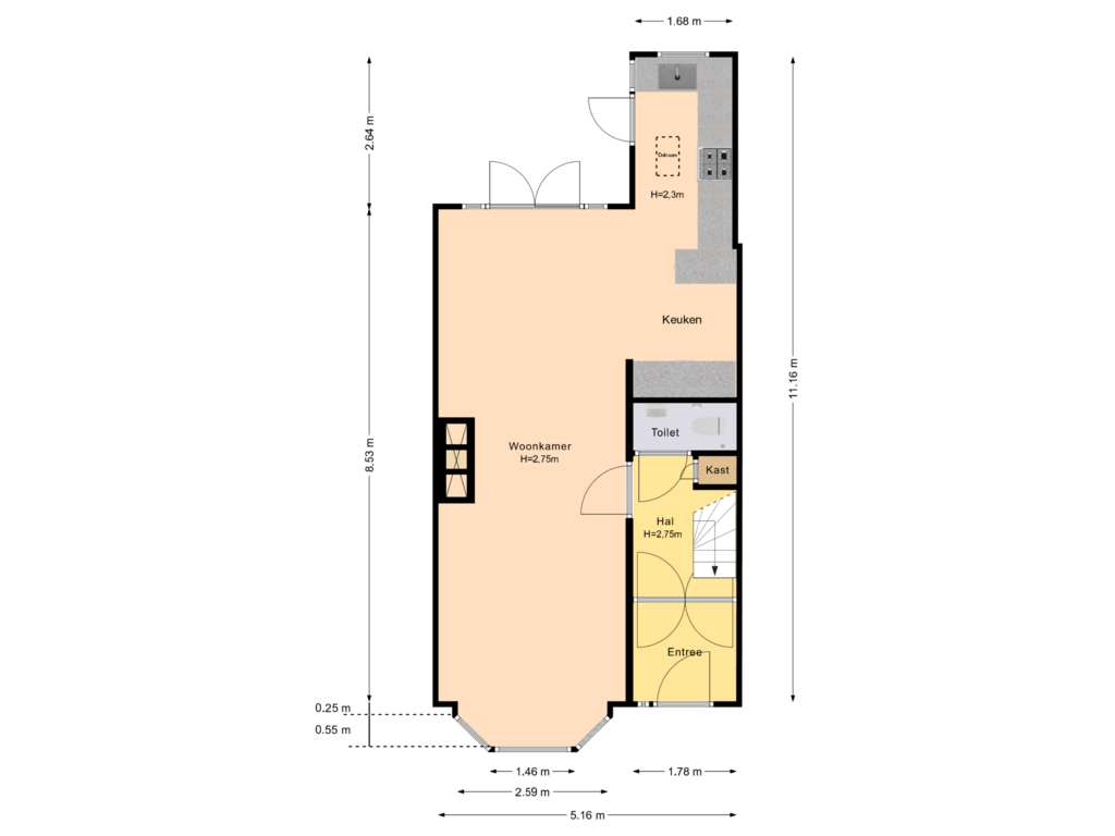 Bekijk plattegrond van Begane grond van Neptunusstraat 42