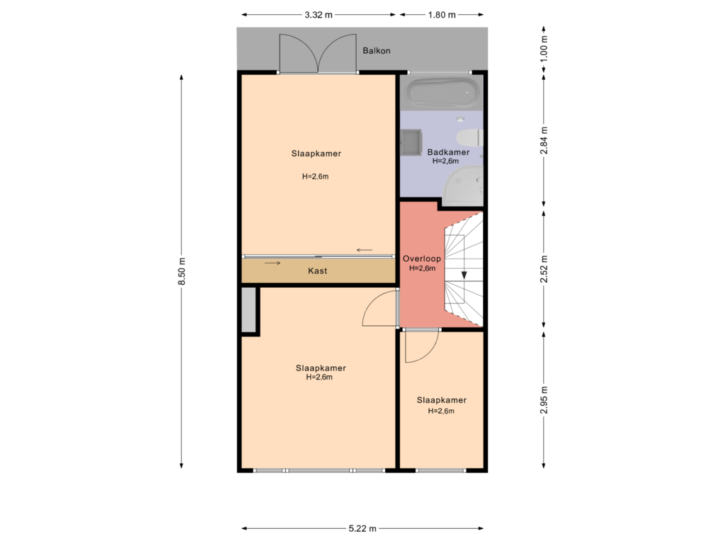 Bekijk plattegrond van 1e verdieping van Neptunusstraat 42