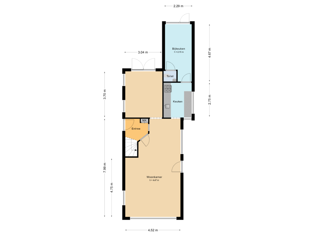 Bekijk plattegrond van Begane grond van Oude Streek 36