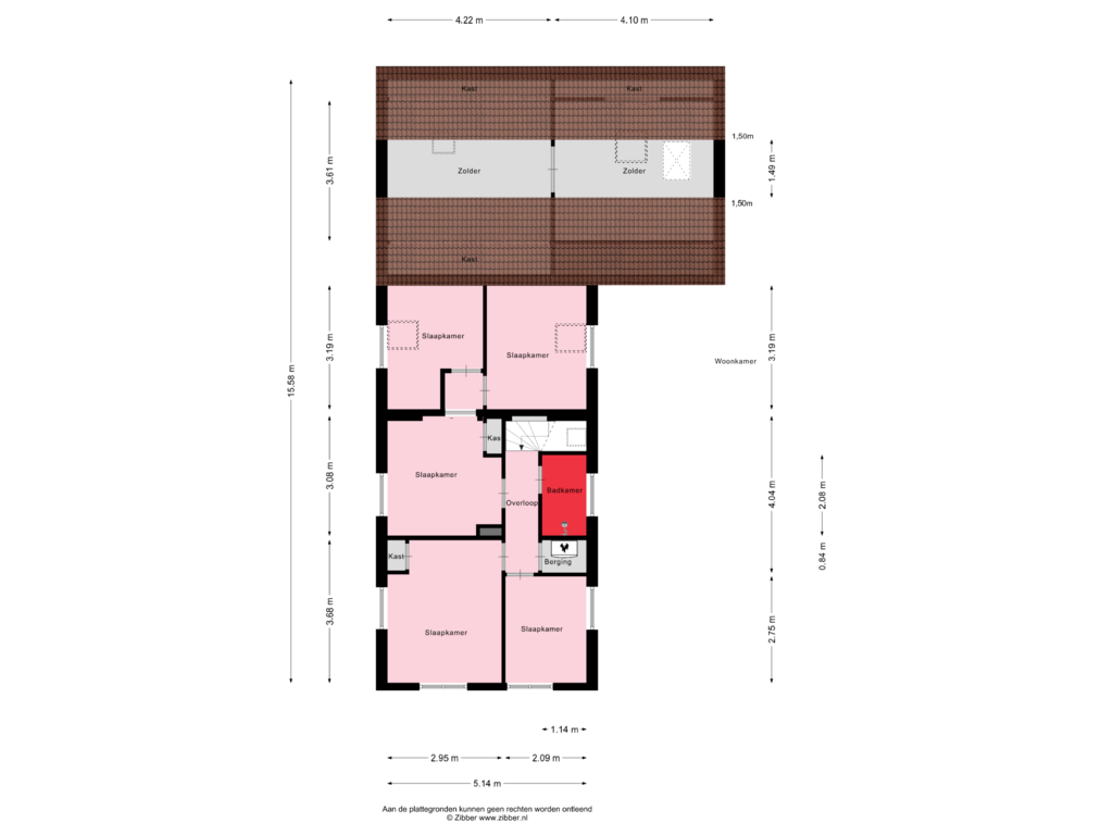 View floorplan of Eerste verdieping of Gealstrjitte 25