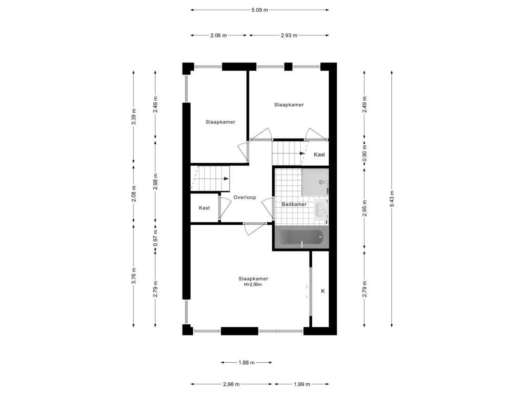 View floorplan of 1e Verdieping of Nijverveld 17