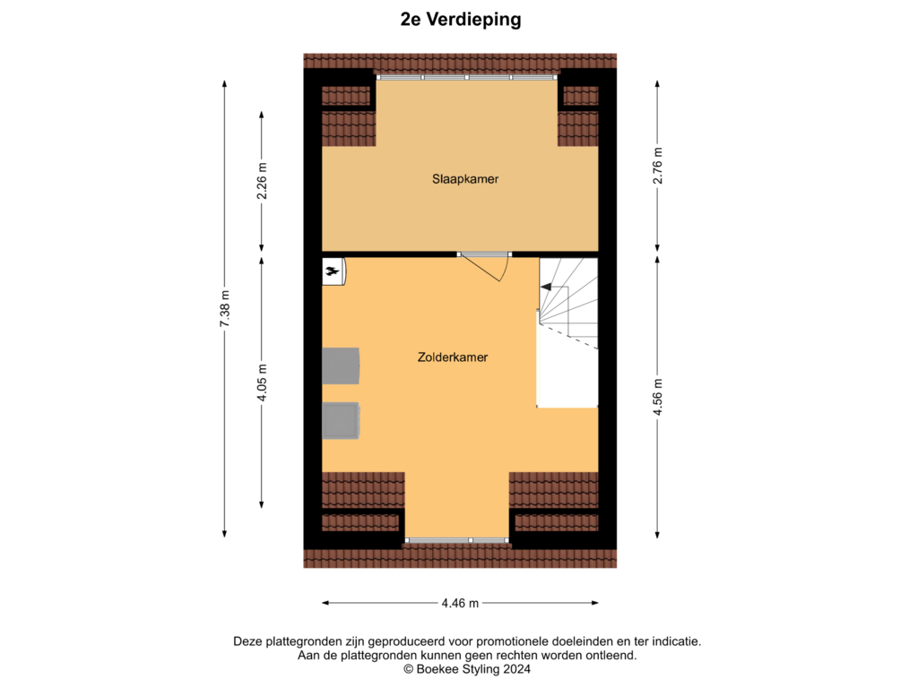 View floorplan of 2e Verdieping of A.L. Dyserinckstraat 39