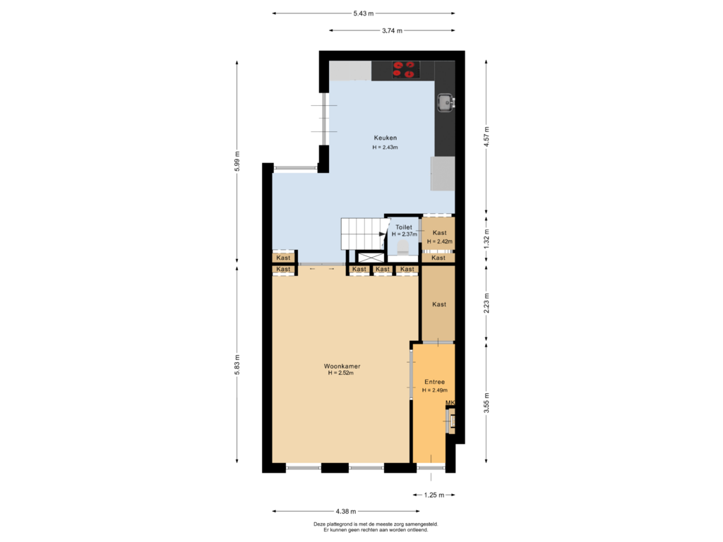 Bekijk plattegrond van Begane grond van Carmelietenstraat 16