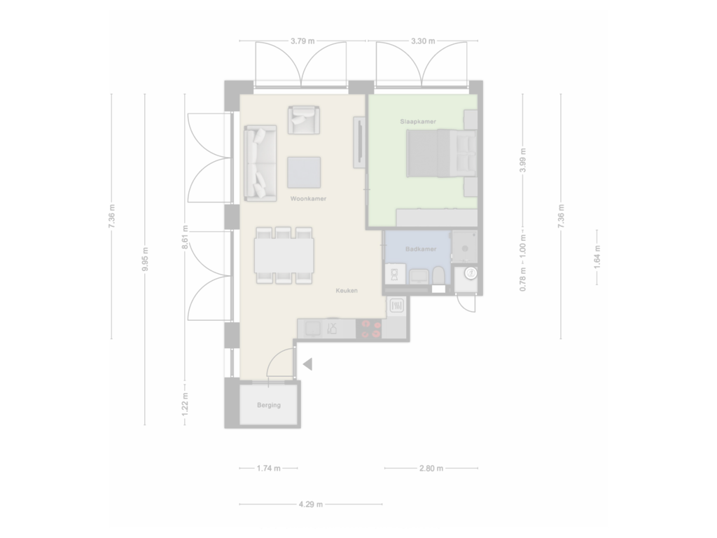 Bekijk plattegrond van Type Harlem van Volmerlaan 4-F078