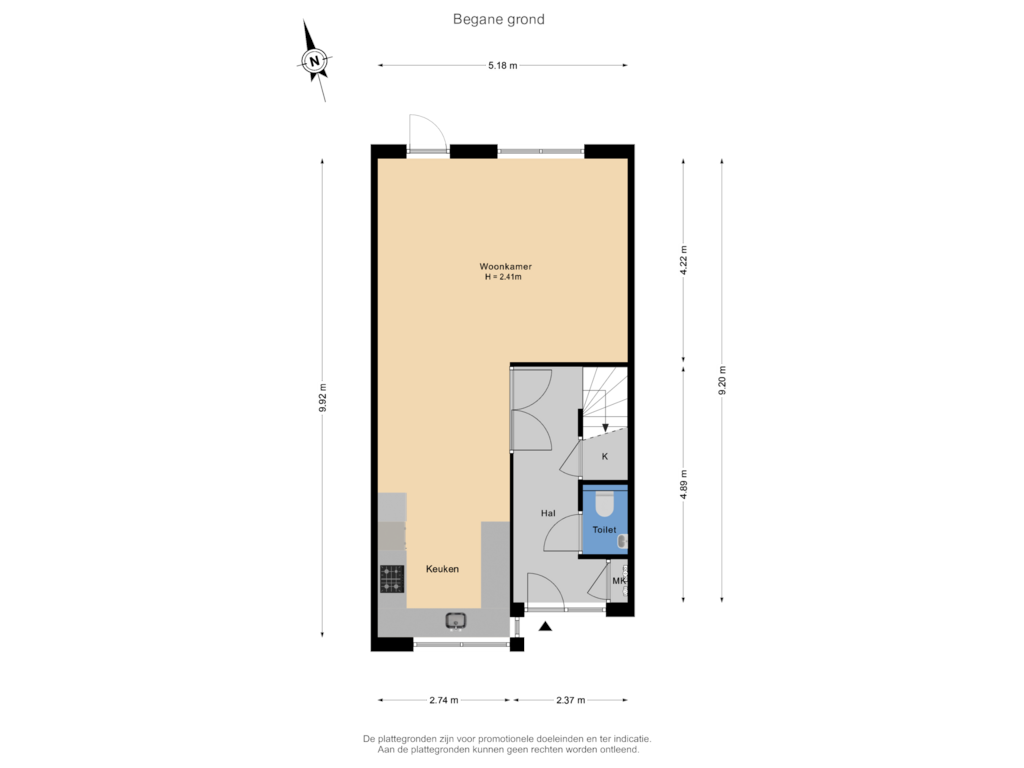 View floorplan of Begane grond of Fruitlaan 8