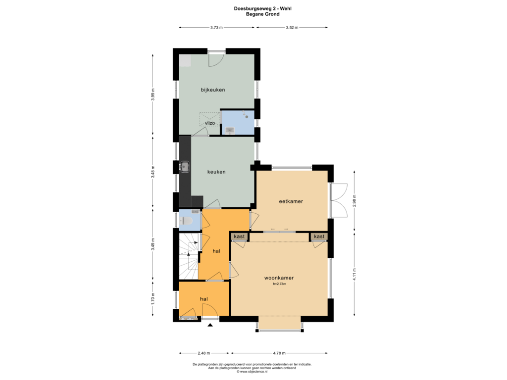 View floorplan of BEGANE GROND of Doesburgseweg 2