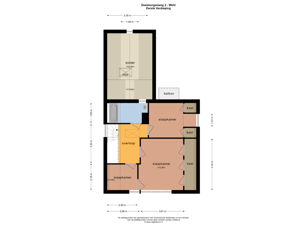 View floorplan of EERSTE VERDIEPING of Doesburgseweg 2