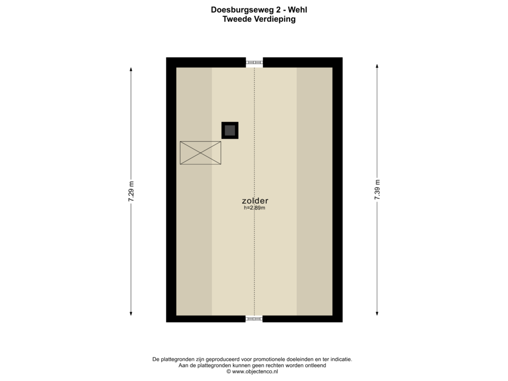 View floorplan of TWEEDE VERDIEPING of Doesburgseweg 2