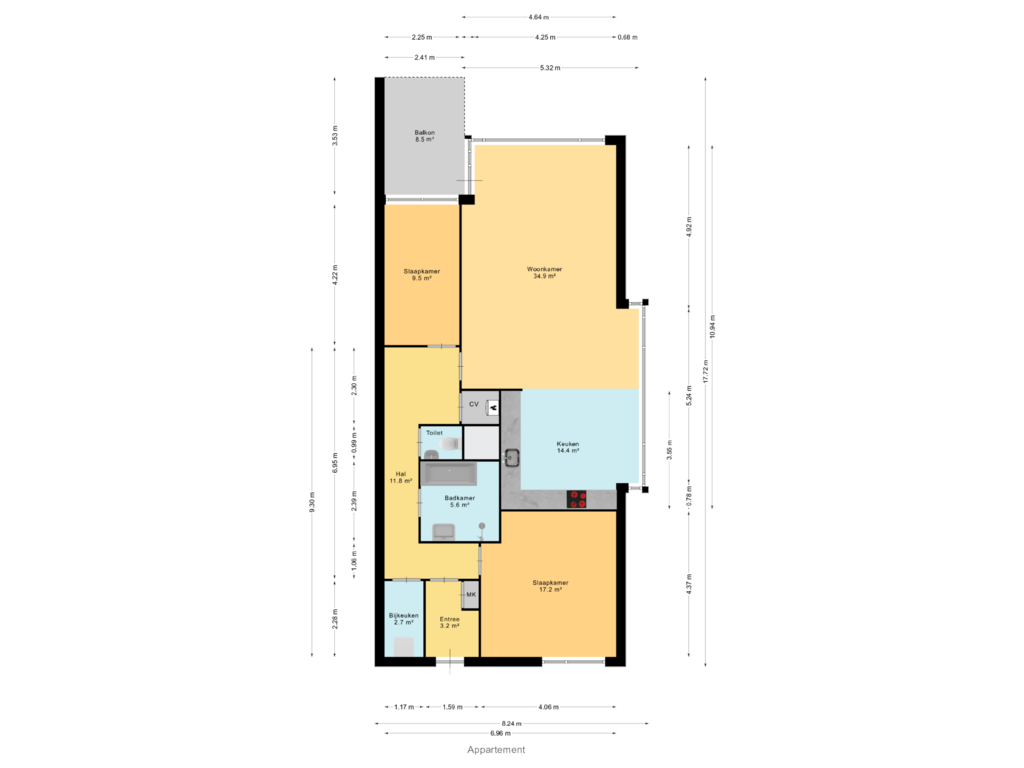 View floorplan of Appartement of Dorrestein 63