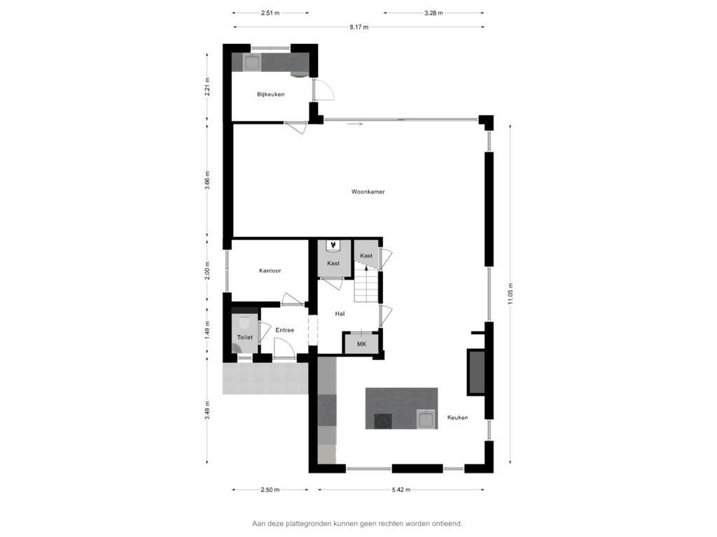 View floorplan of Begane grond of van Rijckevorsellaan 25