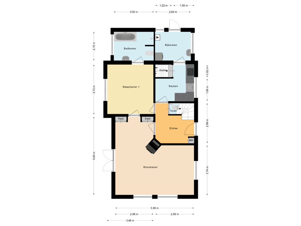 Bekijk plattegrond van Begane Grond van Emelaarseweg 1-A