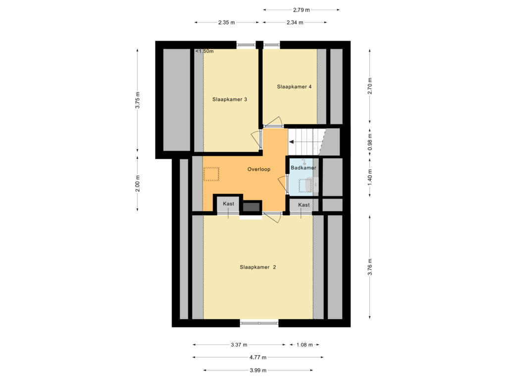 Bekijk plattegrond van Eerste Verdieping van Emelaarseweg 1-A