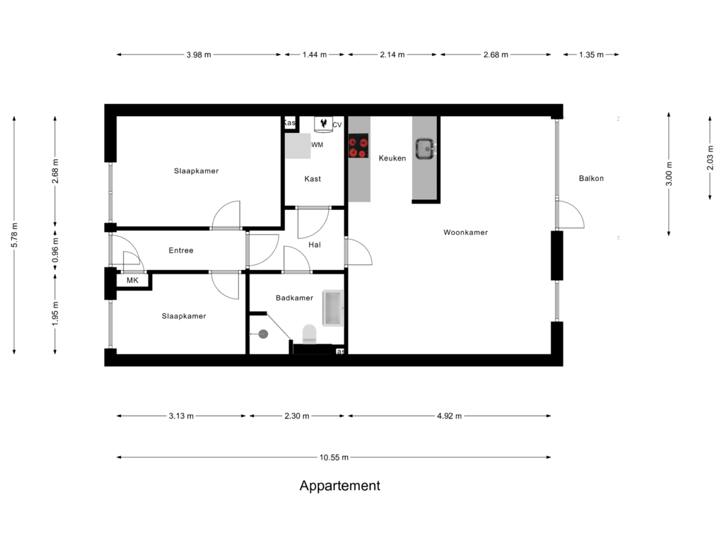 Bekijk plattegrond van Appartement van Drienerstraat 117