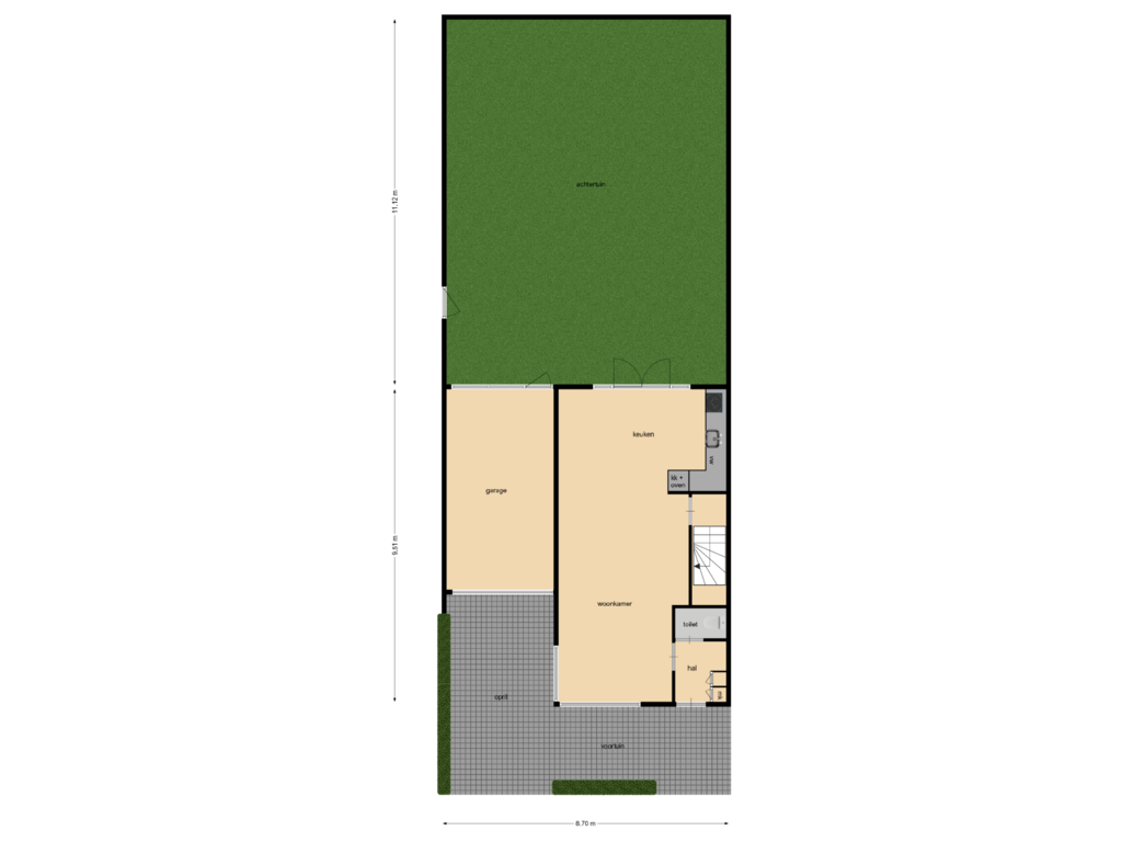 Bekijk plattegrond van begane grond met tuin van Ridderkerksingel 78