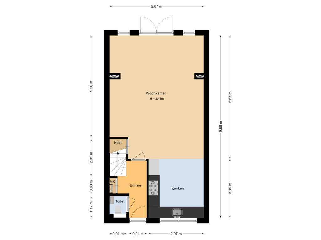 Bekijk plattegrond van Begane grond van Kortenhorststraat 38