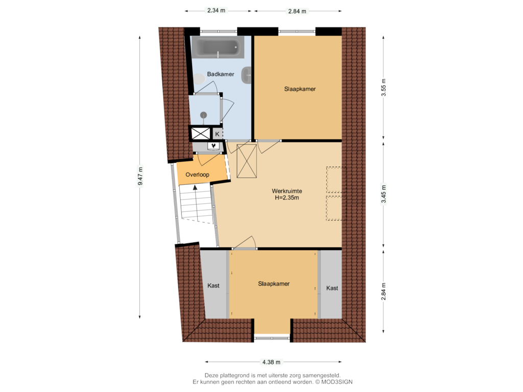 View floorplan of 2e Verdieping of Zoetestraat 42-RD