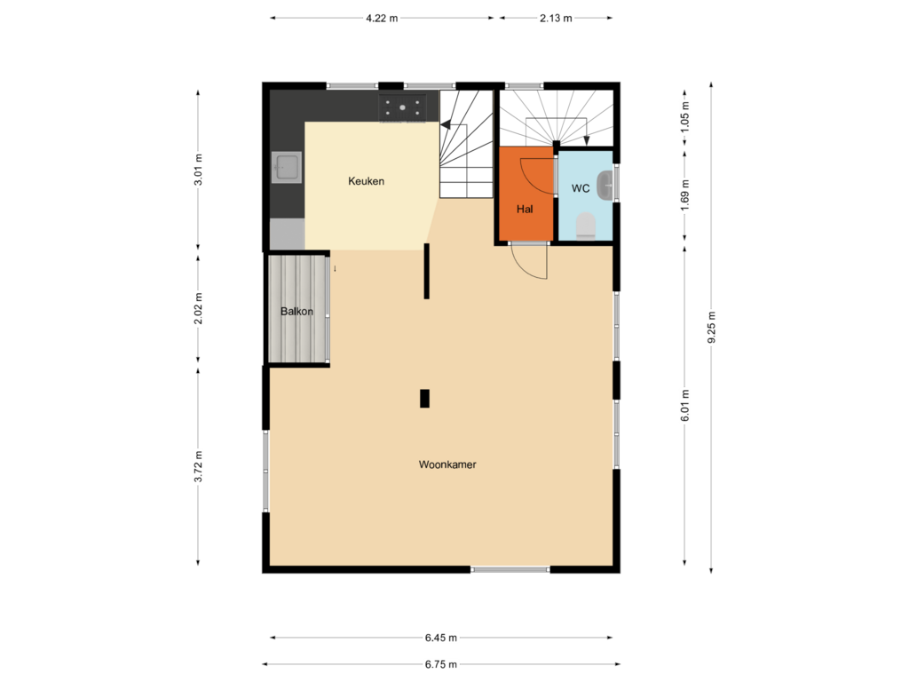 Bekijk plattegrond van Eerste verdieping van Prins Bernhardstraat 2