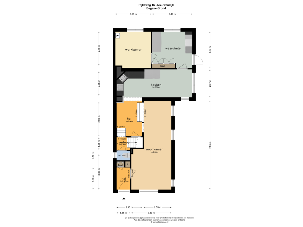 View floorplan of BEGANE GROND of Rijksweg 16