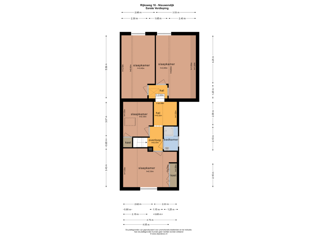 View floorplan of EERSTE VERDIEPING of Rijksweg 16