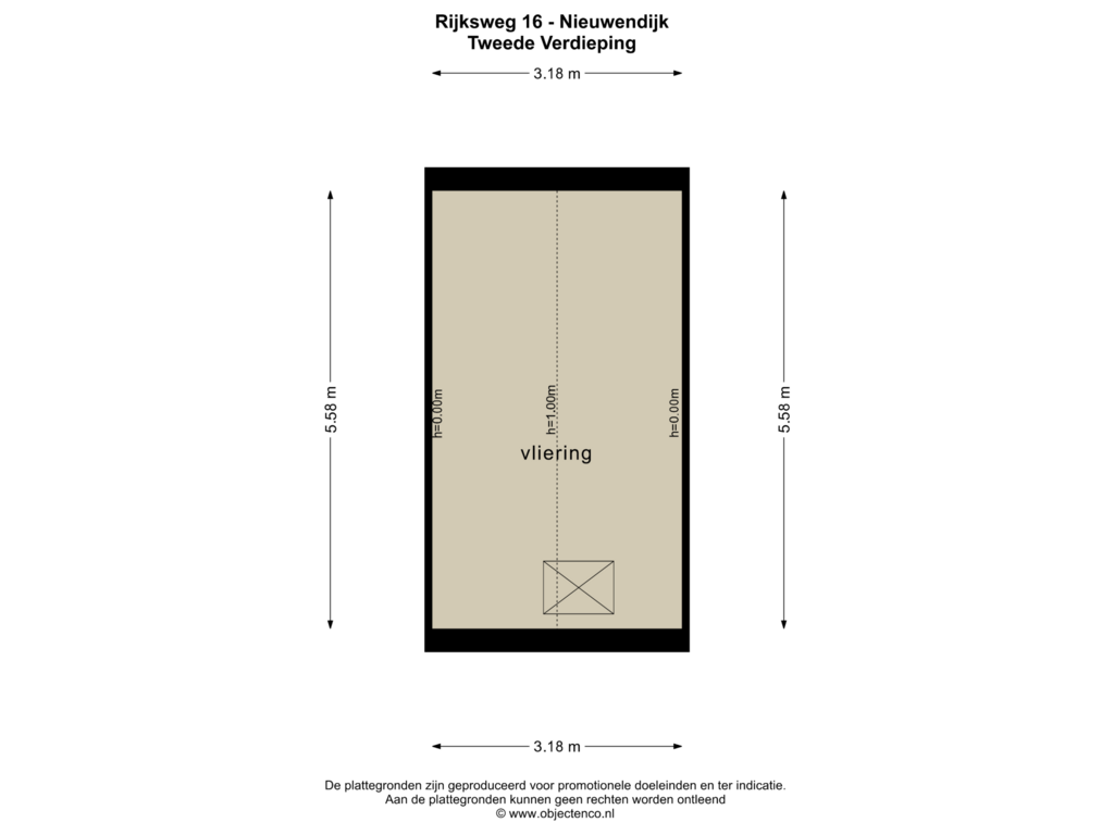 View floorplan of TWEEDE VERDIEPING of Rijksweg 16