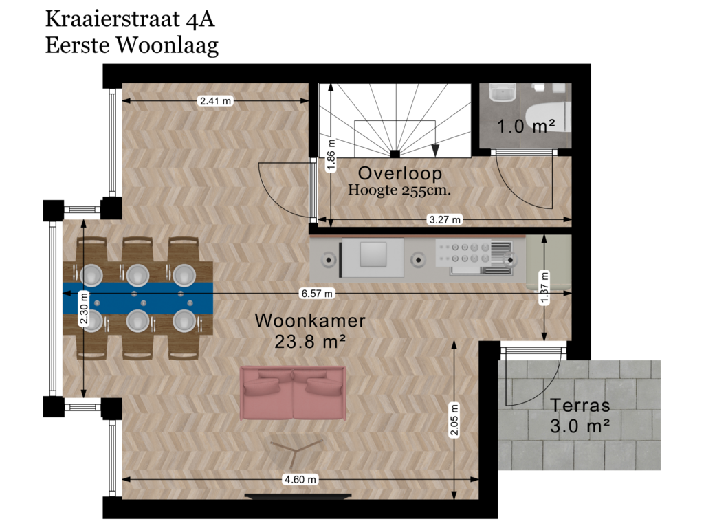 View floorplan of Eerste Woonlaag of Kraaierstraat 4-A