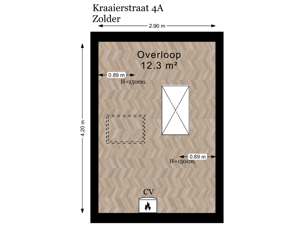 View floorplan of Zolder of Kraaierstraat 4-A