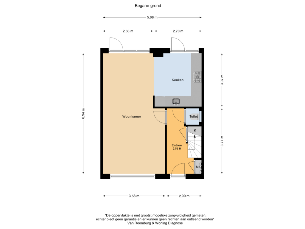 View floorplan of Begane grond of Da Costastraat 100