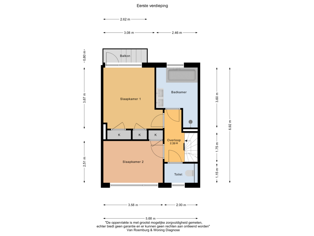 View floorplan of Eerste verdieping of Da Costastraat 100