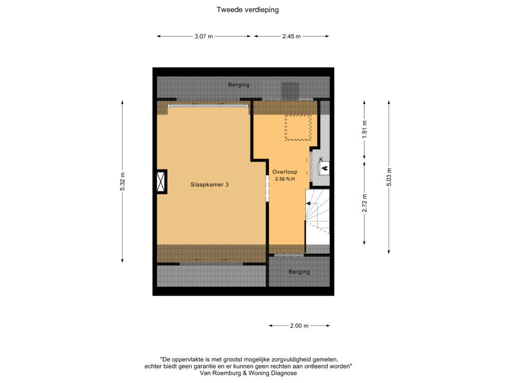 View floorplan of Tweede verdieping of Da Costastraat 100