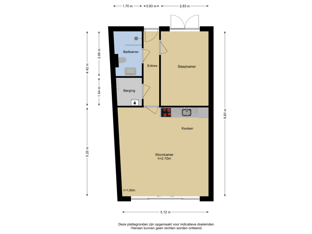 Bekijk plattegrond van Verdieping 1 van Herenstraat 70-C