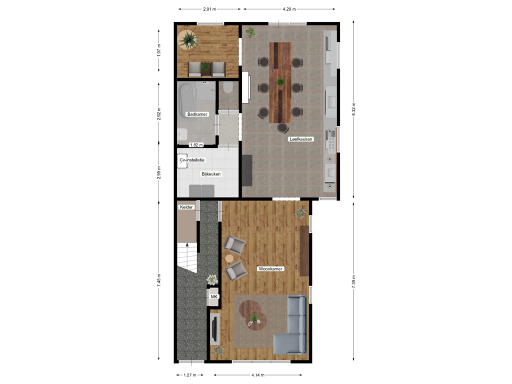 Bekijk plattegrond van Begane grond van Wilhelminastraat 111