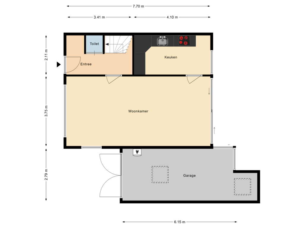 View floorplan of Begane Grond of Mauritsstraat 6