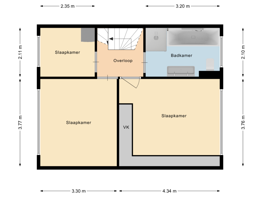 View floorplan of 1e Verdieping of Mauritsstraat 6