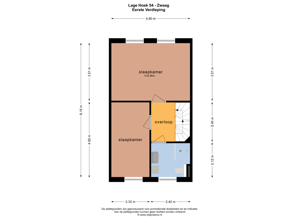 View floorplan of EERSTE VERDIEPING of Lage Hoek 54