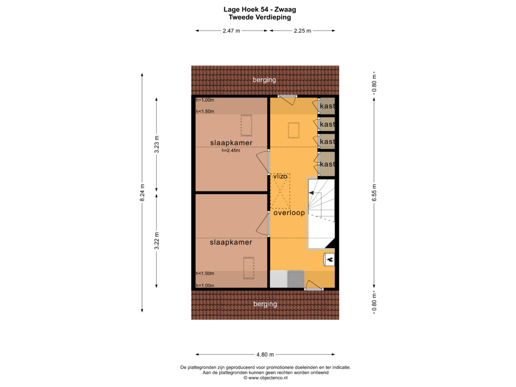 View floorplan of TWEEDE VERDIEPING of Lage Hoek 54