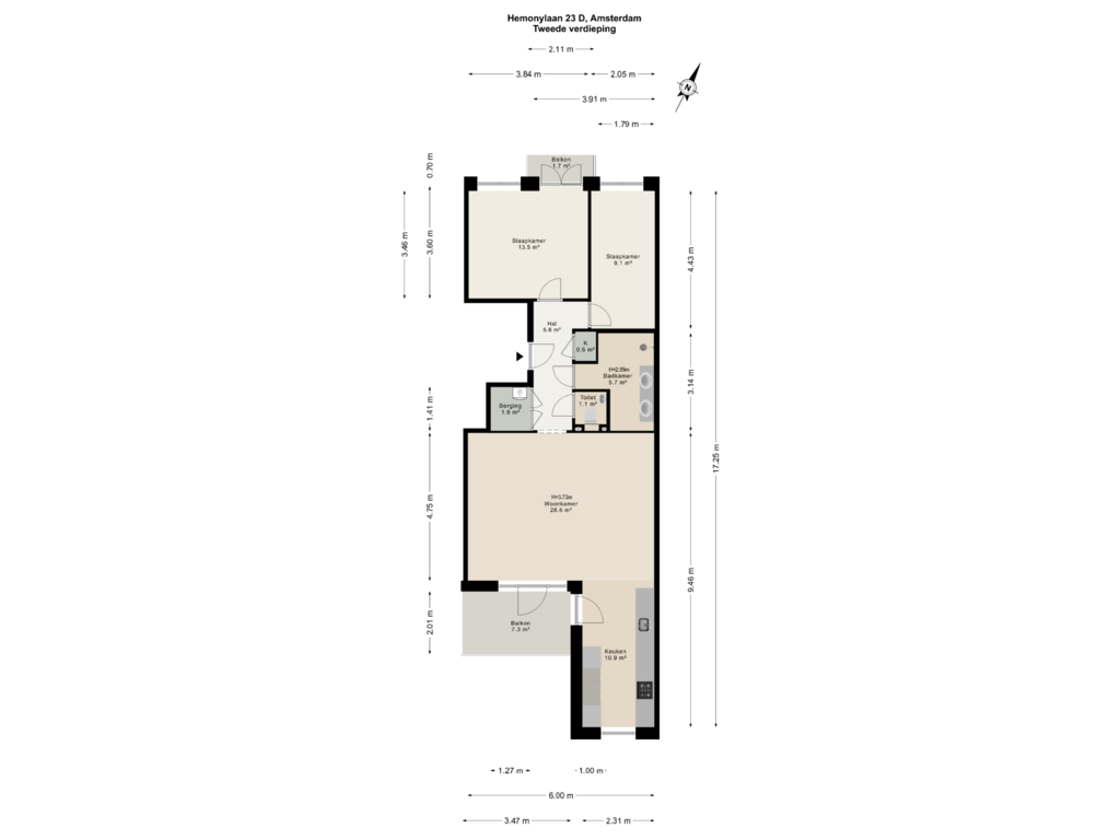 Bekijk plattegrond van Tweede verdieping van Hemonylaan 23-D