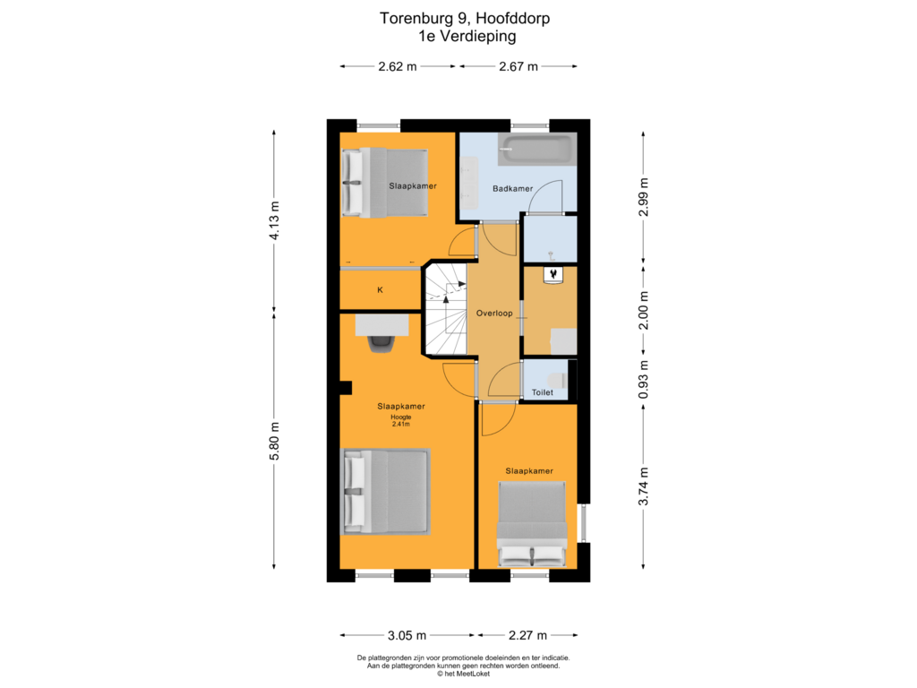 Bekijk plattegrond van 1e Verdieping van Torenburg 9