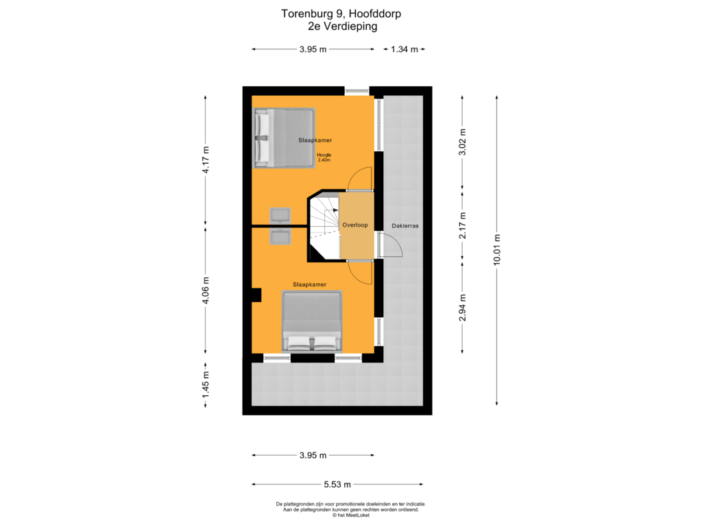 Bekijk plattegrond van 2e Verdieping van Torenburg 9