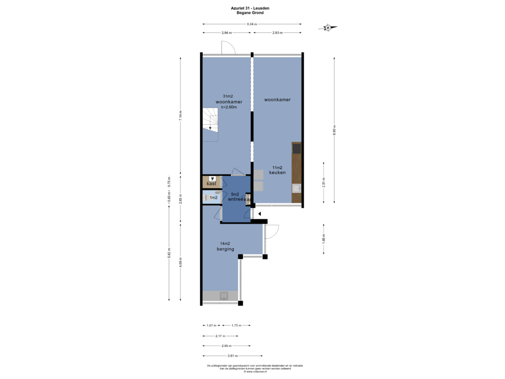 Bekijk plattegrond van BEGANE GROND van Azuriet 31