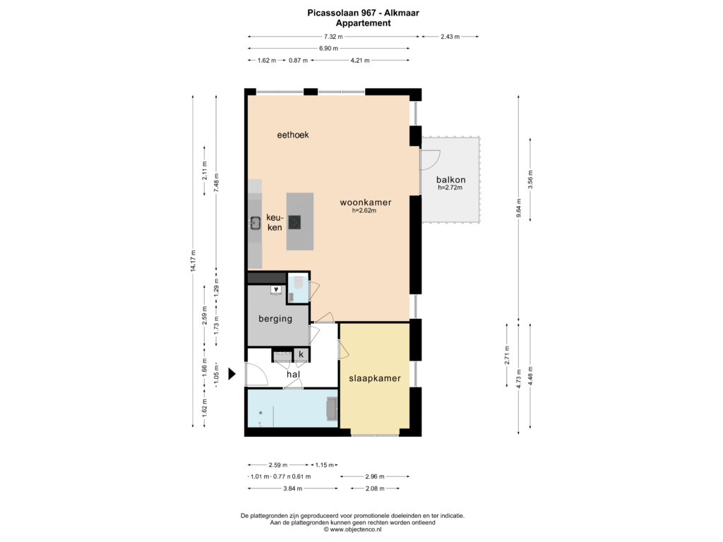 View floorplan of APPARTEMENT of Picassolaan 967