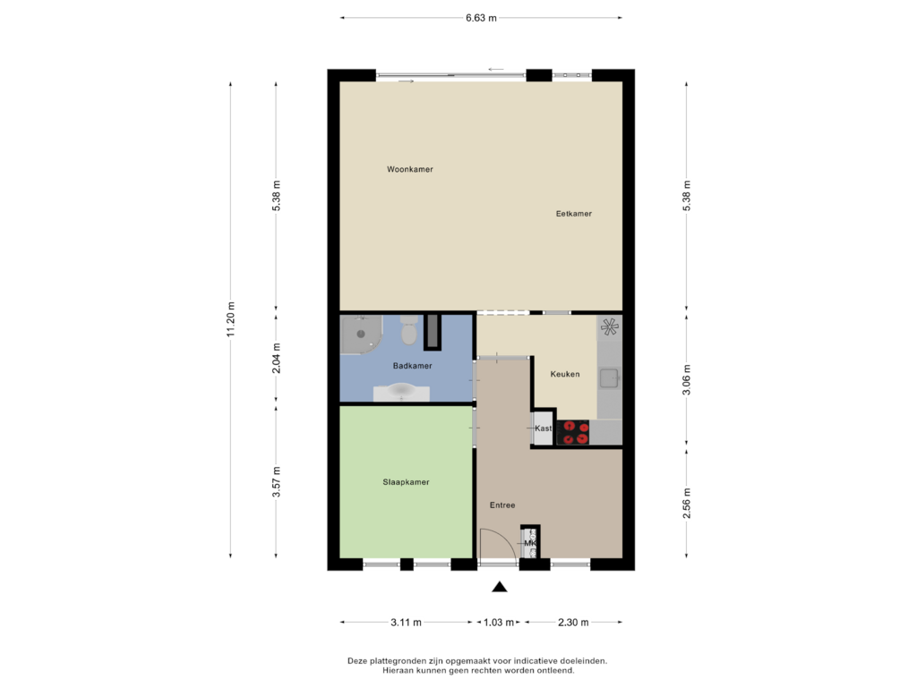 Bekijk plattegrond van Appartement van Hoogvlietlaan 12-E