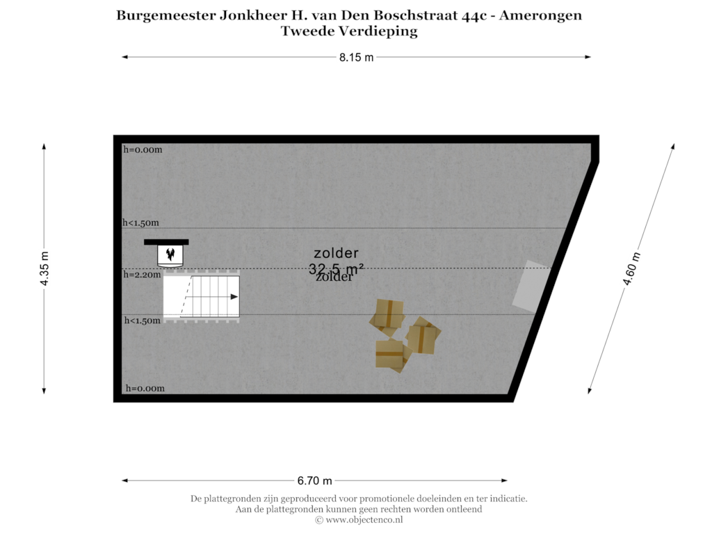 Bekijk plattegrond van TWEEDE VERDIEPING van Burgemeester van den Boschstraat 44-C