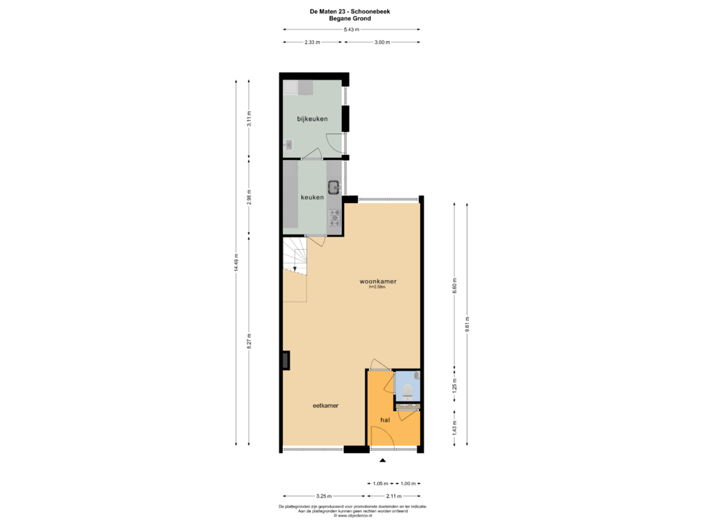 View floorplan of BEGANE GROND of De Maten 23