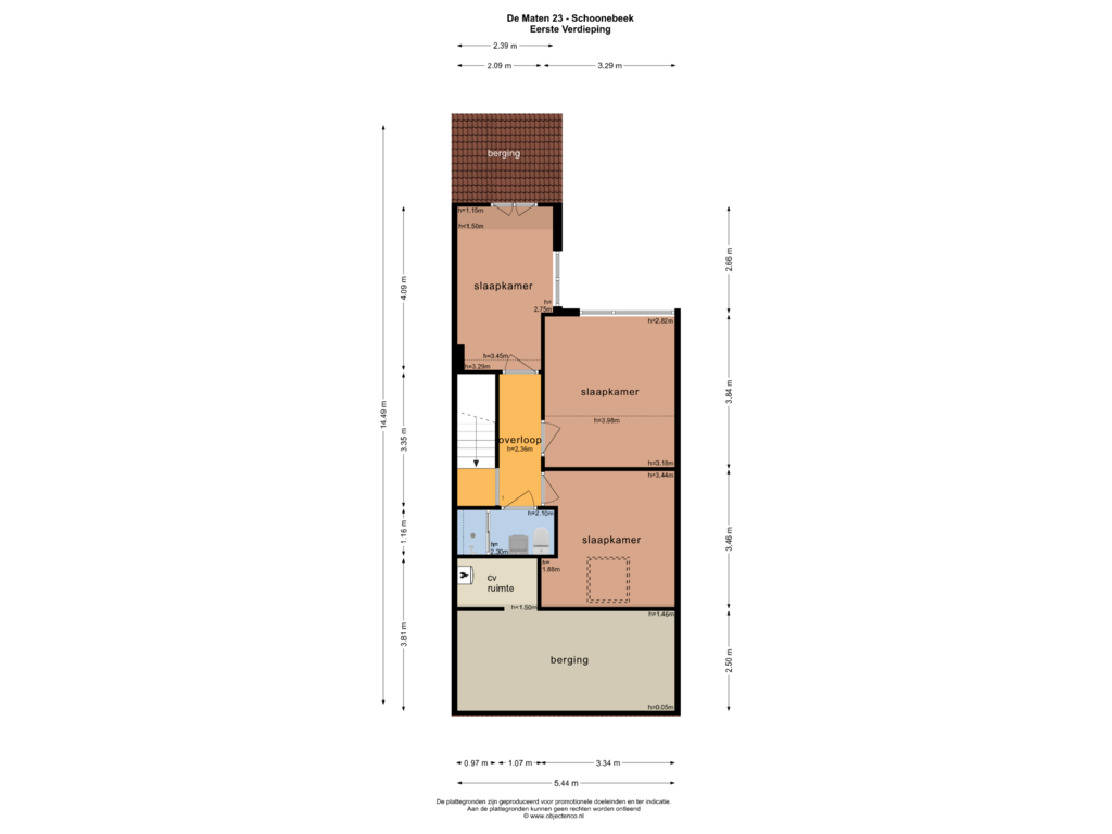 View floorplan of EERSTE VERDIEPING of De Maten 23