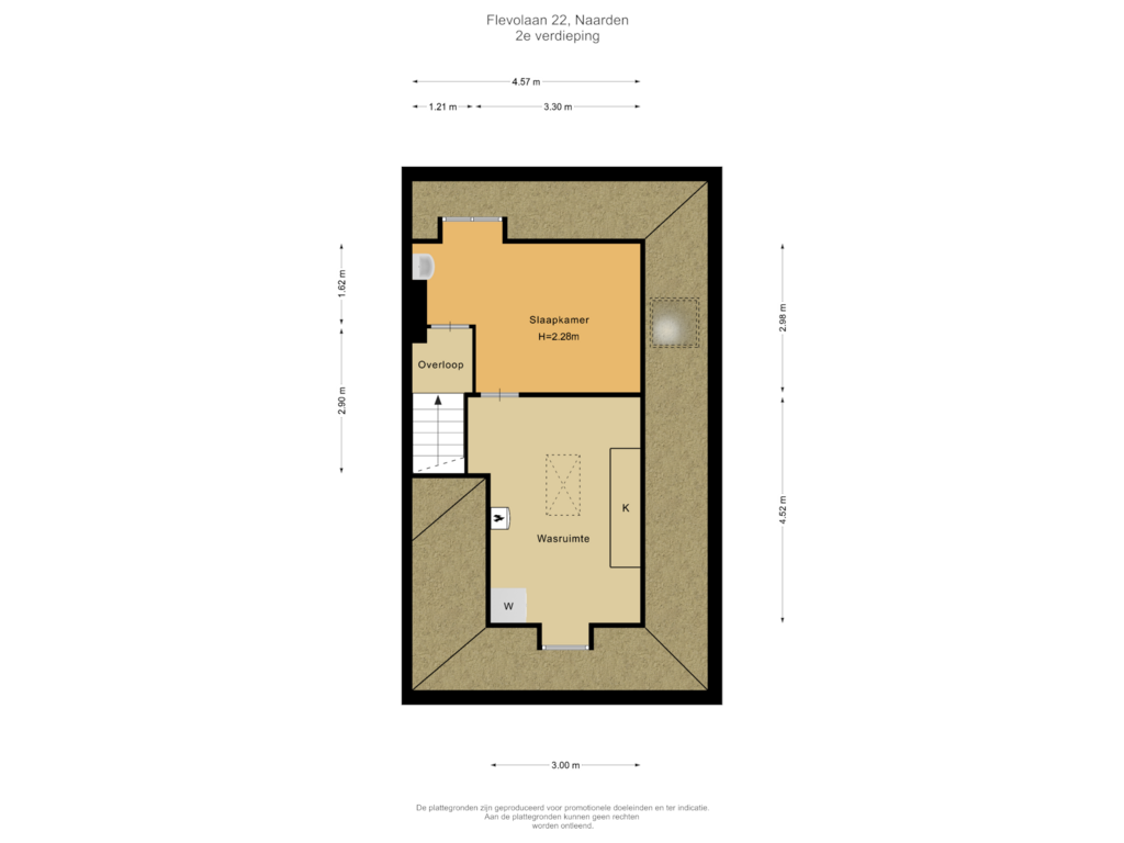 Bekijk plattegrond van 2e verdieping van Flevolaan 22