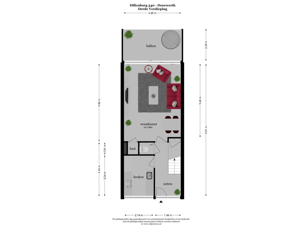 Bekijk plattegrond van DERDE VERDIEPING van Dillenburg 340