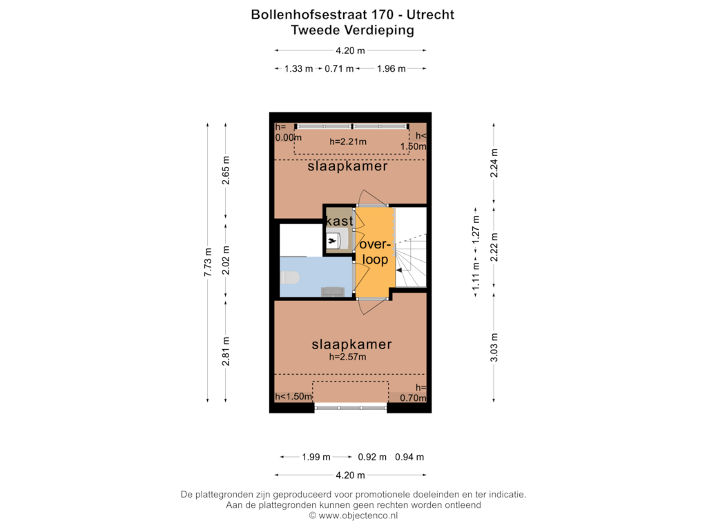 Bekijk plattegrond van TWEEDE VERDIEPING van Bollenhofsestraat 170