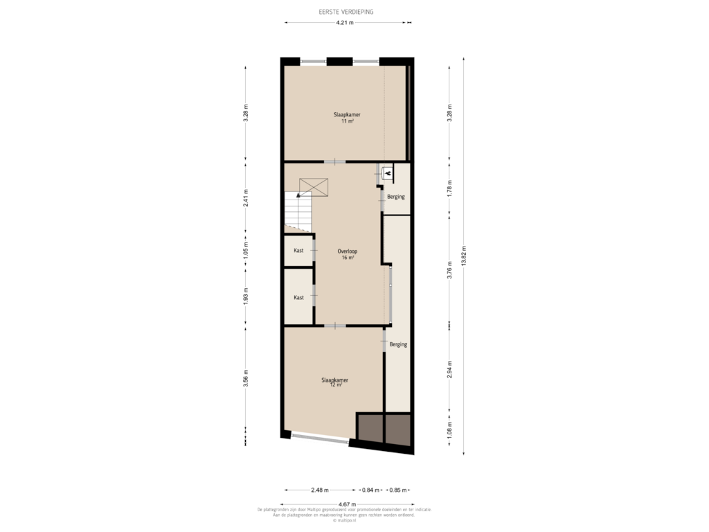 Bekijk plattegrond van Tweede verdieping van Vlietskant 21-B